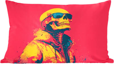 Sierkussens - Kussentjes Woonkamer - 60x40 cm - Zonnebril - Schedel - Jas - Rood