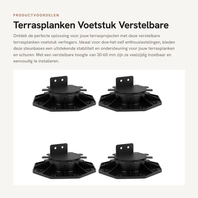 Dailygoods- Terrasplanken Voetstuk Verstelbaar - 4 Stuks - Ondersteuning - Deck Nivellering - Hoog Draagvermogen - PP Materiaal - Zwart - Deck Support