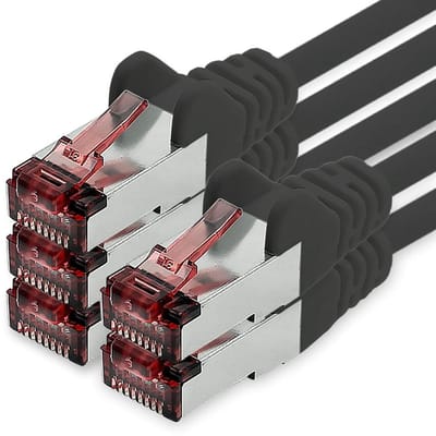 10m zwarte netwerkkabel - 5 x Ethernetkabels LAN-kabel Cat6 LAN-netwerkkabel SFTP PiMF-patchkabel 1000 Mbit/s