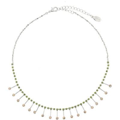 Behave - Zilverkleur ketting met groene accenten - Natuurtrend sieraden