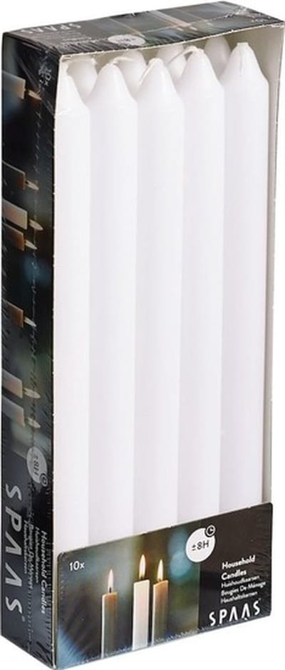 Dinerkaarsen wit - 40x stuks - 24 cm - 8 branduren - lange kaarsen - tafelkaarsen