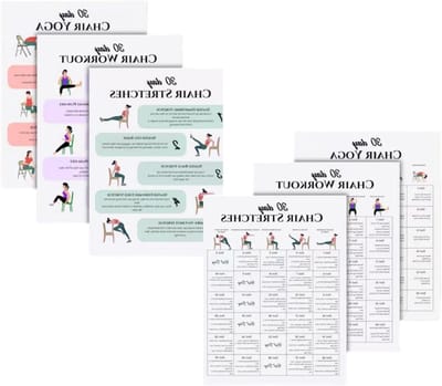 Stoel Oefeningen Plan - Fitness Training Grafieken - Thuis Werken - Minimale Ruimte Nodig - 6 Stuks - Meerkleurig
