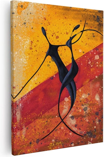 Artaza Canvas Schilderij Abstract - 40x50 cm - Wanddecoratie Afrika - Muurdecoratie Silhouet - Kamer Accessoires