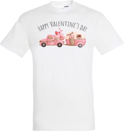 T-shirt Valentine Camper | valentijn cadeautje voor hem haar | valentijn | valentijnsdag cadeau | Wit | maat XS