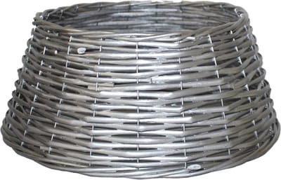 Gerim Kerstboomrok/kerstboommand - zilver gevlochten - D38 cm en H16 cm - voor kerstboom van 120 cm