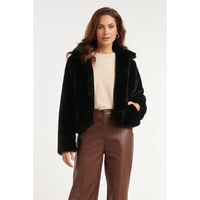 Smashed Lemon Korte faux fur jas met kraag |