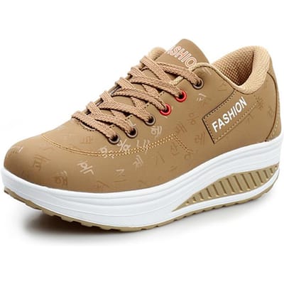 Dames Casual Sport Comfortabel Ademend Platte bodem Verhoogd casual platform Shaker Shines 37 lichtbruin