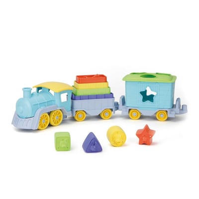 Green Toys Stapel en Sorteer Trein - 12 delig - educatief speelgoed