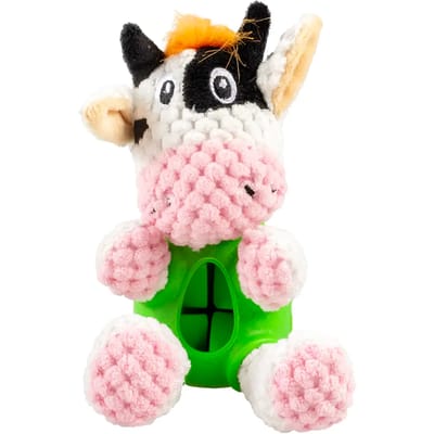 Duvoplus - Speelgoed Voor Dieren - Hond - Pluche & Rubber Koe Dispenser 14x10x10cm Meerkleurig - 1st