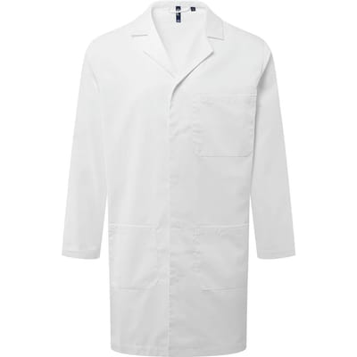 Premier Mannen Essentiële 3 Pocket Werkjas (Wit)