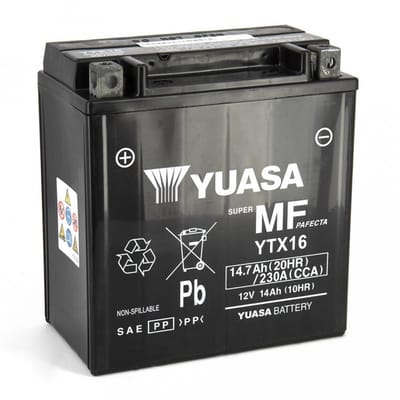 Batterie SLA Yuasa pour Moto Triumph 800 Tiger 2011 à 2016 YTX16-BS / YTX16 / 12V 14.7Ah Neuf