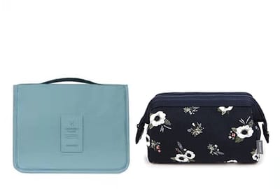 Dailygoods- Make-uptas met haak - Draagbare toilettas - Opvouwbare make-uptas - Bloemenmotief - Waterdicht - Grote capaciteit