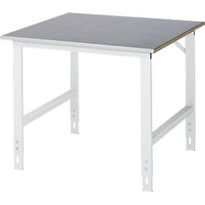 Rau werktafel Tom, handmatig in hoogte verstelbaar, 25 mm MDF-plaat met plaatstalen bekleding, tot 500 kg, B 1000 x D 1000 x H 760-1080 mm, zilver/grijs