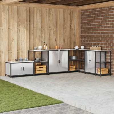 vidaXL - Keukenopslag - Kast - HATTEM - Zilverkleurig - 90 - x - 50 - x - 53 - cm - Staal
