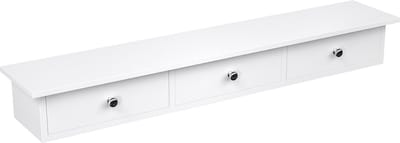 Hoppa! wandplank, zwevende plank met 3 lades, opbergplank in de gang, 80 x 15 x 10 cm, woonkamer, slaapkamer en keuken, hoogglans afwerking, wit