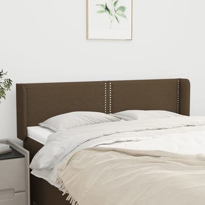 vidaXL - Hoofdbord - met - randen - 147x16x78/88 - cm - stof - donkerbruin