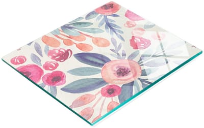 Multifunctionele decoratieve glazen snijplank voor de keuken met aquarelbloemen, 60x52 cm