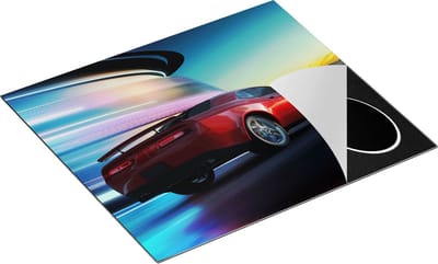 Chefcare Inductie Beschermer Rode Sportwagen Auto in de Stad - 60x50 cm - Afdekplaat Inductie - Kookplaat Beschermer - Inductie Mat
