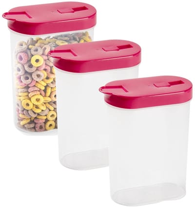 Plasticforte Voedsel opslag container model strooibus - 3x - roze - 1000 ml - kunststof - 15 x 7 x 19 cm