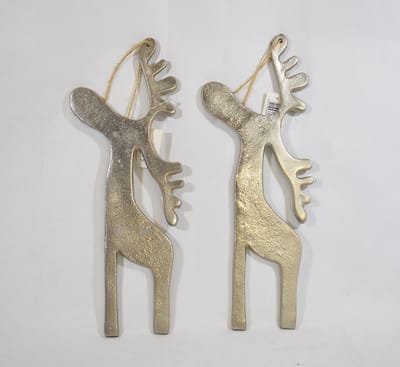 ZoeZo Design - 5 stuks - kerst - metaal - rendier - kerstdecoratie - kerstversiering - zware kersthanger - H 30 cm - Br 12 cm - groot