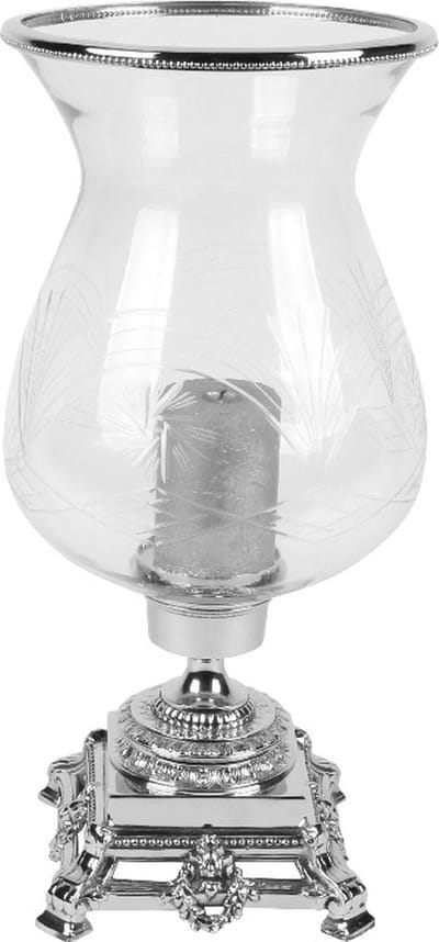 Baroque - Windlicht - Windlicht Samira 50 cm - Zilver - Koper / Glas - 50x24x24 - Iron+stone