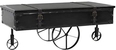Industriële salontafel van MDF, kunstleer en dennenhout - 110 x 55 x 43 cm - Zwart