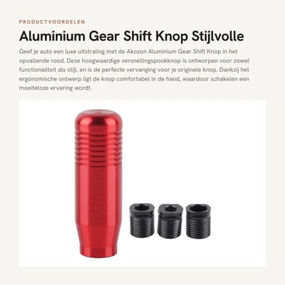 Dailygoods- Versnellingspook Knop Aluminium - Pookknop Universeel - 8.5cm Lengte - Ergonomisch Ontwerp - Duurzaam Materiaal - Stijlvolle Uiterlijk - Versnellingsknop