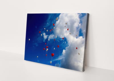 Hartjes Ballonnen  | Canvasdoek | Wanddecoratie | 30CM x 20CM | Schilderij | Foto op canvas