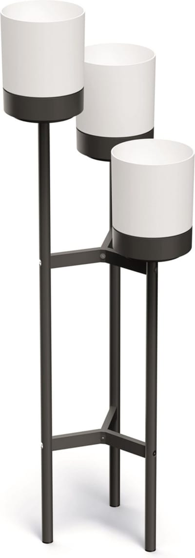 Prosperplast - Bloempot / Bloemstandaard - 3 potten - 42 cm x 39,5 x 125 cm - Metalen frame Wit
