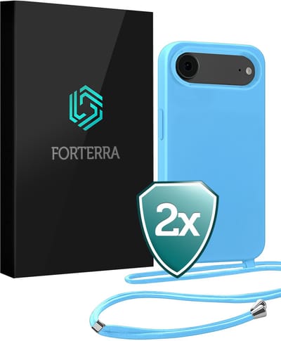Hoesje Geschikt voor iPhone Air Case Siliconen Hoes Met Koord - Hoes Geschikt voor iPhone Air Met Telefoonkoord Hoesje Backcover - Lichtblauw - 2 PACK