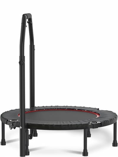 TIM® Mini Trampoline - Fitness Trampoline - Mini Trampoline Volwassenen - Zwart - 102cm x 102cm x 22cm