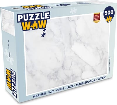 Puzzel Marmer - Wit - Grijs - Luxe - Marmerlook - Steen - Legpuzzel - Puzzel 500 stukjes