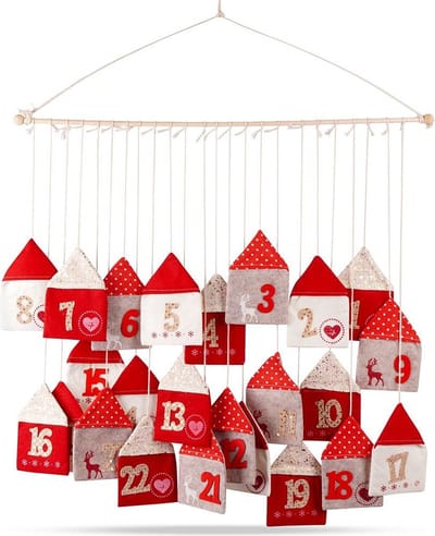 Adventskalender Vilt Rood 70x60 cm - Advent Kalender - Kerst Aftellen