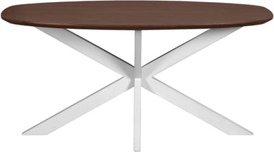 QUVIO Eettafel Sofia - Deens ovaal - 160x90 cm - Witte kruispoot - FSC® gecertificeerd mangohout - Bruin
