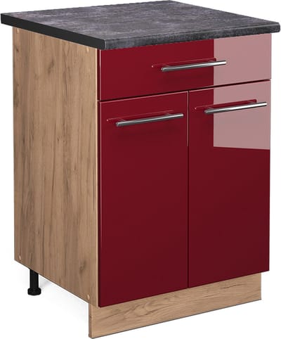 Vicco Fame-Line Keukenonderkast – 60 cm met lade, WB Antraciet Bordeauxrode hoogglans