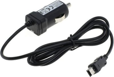 USB Mini B autolader met vaste kabel met TMC antenne - 1A / zwart - 0,90 meter