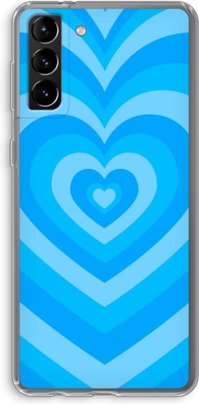 Case Company® - Hoesje geschikt voor Samsung Galaxy S21 Plus hoesje - Hart Blauw - Soft Cover Telefoonhoesje - Bescherming aan alle Kanten en Schermrand