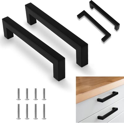 Stainless Steel Zwarte Keukenhandgrepen 160mm - 2 Stuks Meubelhandvatten voor Kasten, Lades en Deuren met een Totale Lengte van 170mm
