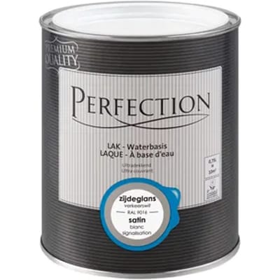 Perfection Houtlak Lak - Zijdeglans - Verkeerswit Ral 9016 - 750ml