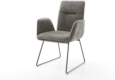 Gestoffeerde-stoel Vinja-Flex slipframe zwart bouclé zacht mud