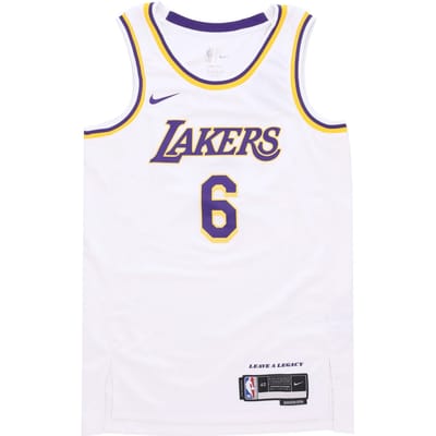Basketbaltanktop voor heren Nba Dri Fit Swingman Jersey nr. 6 Lebron James Loslak wit