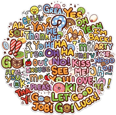 Grappige Stickers met positieve Engelse Teksten - 50 leuke stickers voor Agenda, Bullet Journal, Muur, Deur, Laptop etc.