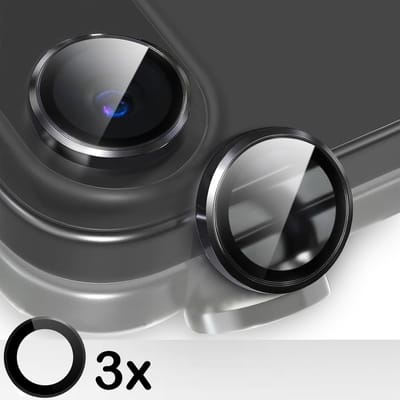 Camera Glas Lens Film Geschikt voor Apple iPhone Air - 3 Stuks - 3x Casemania Gehard Glas Camera Lens Protector - Zwart