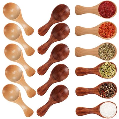 10-pack mini houten lepels keukenlepels kleine korte kruidenlepels