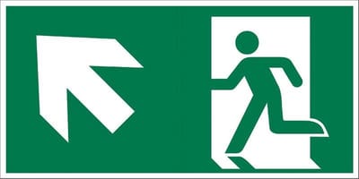 Pickup Vluchtweg - Trap op links - conform NEN-EN-ISO 7010 bord 30x15 cm