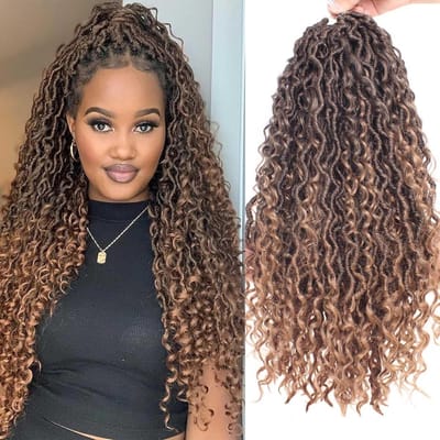 Gehaakte Haarstukken - Bohemian Krullen - Nieuwe Look - Natuurlijke Uitstraling - 45 cm Lengte - Tweekleurig Blond