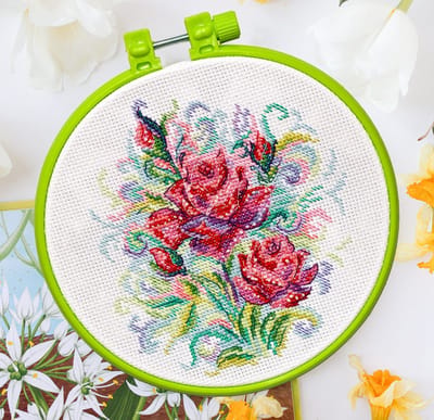 Borduurpakket ABRIS ART - Spring Roses - Lente Rozen (inclusief borduurring)