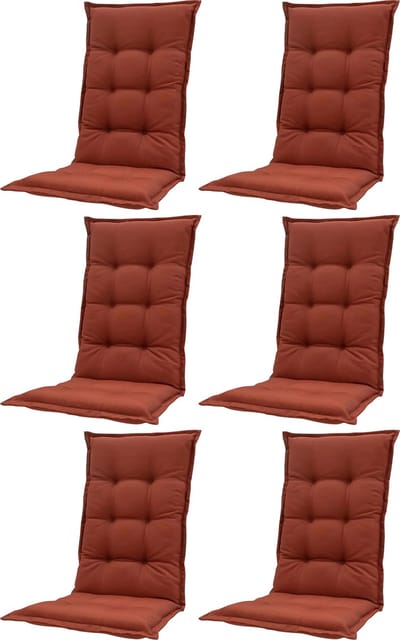 Madison - Tuinkussen - Universeel - Lage Rug - 6 st. - Panama Terra - 105x50cm - Rood - Tuinstoelkussens - Standaardstoel