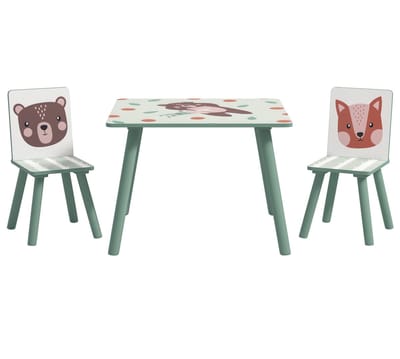 Kinderzitset Met Dierenmotief – 1 Tafel En 2 Stoelen Voor Kinderen Van 3-8 Jaar, Groen