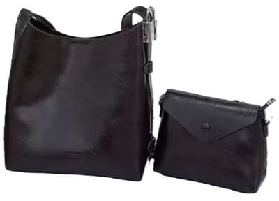 TK-S Set Schoudertas-Shopper + clutch-handtas met schouderriem, zwart